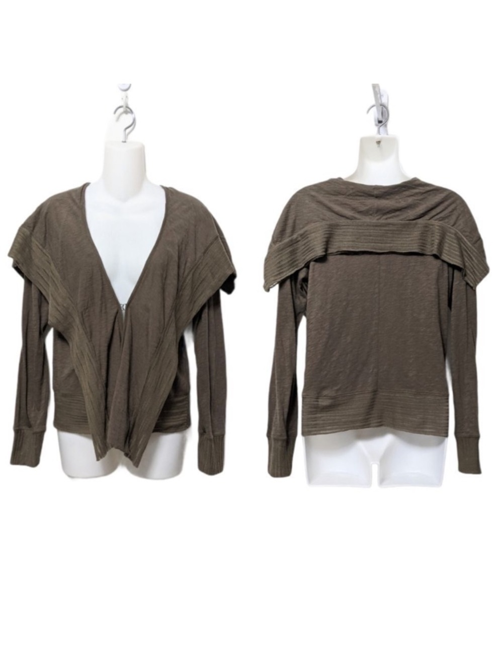 TINY Waterfall Front Green Cotton Cardigan XS